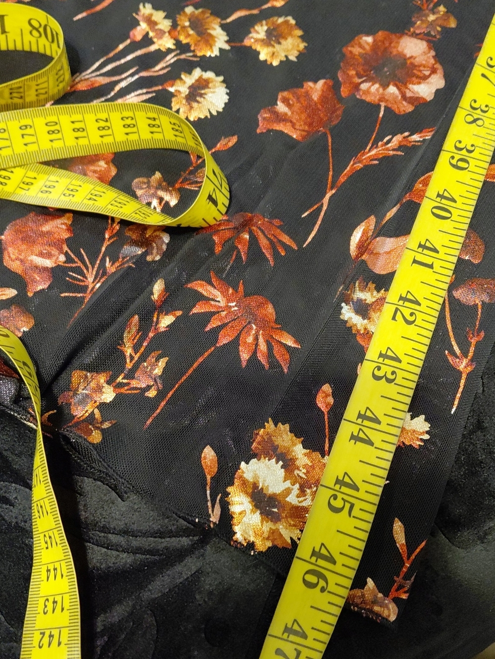 DOLLSKILL CURRENT MOOD MAXI XXL Black Slip Dress with Burnt Orange Floral Print - Picture 11 of 16